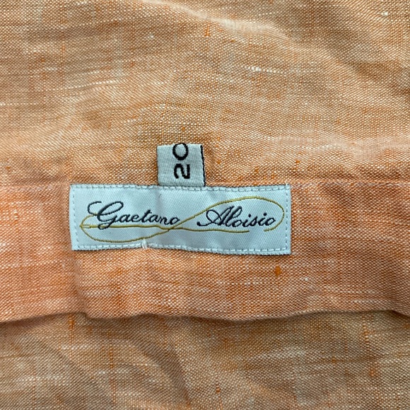 GAETANO ALOISIO men’s Linen peach colored button up shirt top European brand - Picture 5 of 5